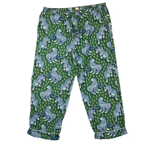 Printfresh Anthropologie Print Fresh Women Pajama Set Sz XL Jade Tiger Queen - Picture 13 of 16